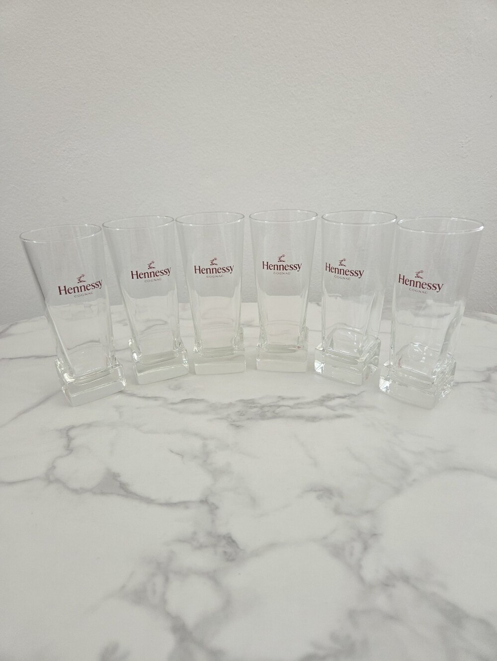 Hennessy Cognac Set of 6 Logo Glasses Barware Home Bar - Picture 2 of 14